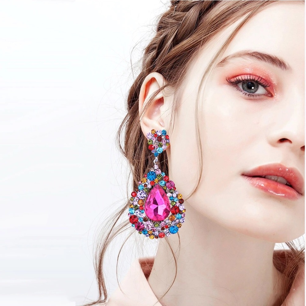 COPY - Multi Color Pageant Earrings Prom Earrings